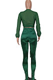 Black Women Chiffon Top Pure Color Pants Sets ED1084-2