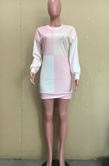 Blue Preppy Women's Matching Color Slim Fitting Mini Dress ORY5212-1