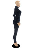 Green Wholesale Velvet Long Sleeve High Neck Tops Skinny Pants Slim Fitting Suit DR88131-3