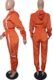 Black Sports Women's Webbing Long Sleeve Hoodie Coat Jogger Pants Suit JH279-2