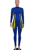 Blue Euramerican Women Fashion Casual Cotton Blend Long Sleeve Long Pants Sets ED1086-3