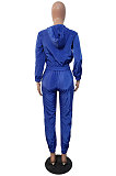 Black Sports Women's Webbing Long Sleeve Hoodie Coat Jogger Pants Suit JH279-2