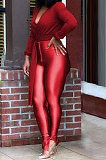 Green Women Chiffon Top Pure Color Pants Sets ED1084-3