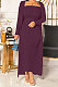 Wine Red New Women's Ribber Collect Waist Dress+Cardigan Coat Plain Color Two-Piece QY5091-1