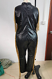Pu Material Size Tasselled Bodycon Jumpsuit