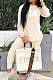Cream Grey Simple Pure Color Long Sleeve Skinny Pants Casual Suit PQ8063-2
