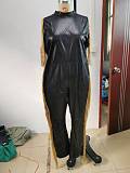 Pu Material Size Tasselled Bodycon Jumpsuit