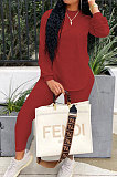Orange Simple Pure Color Long Sleeve Skinny Pants Casual Suit PQ8063-4