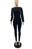 Orange Simple Pure Color Long Sleeve Skinny Pants Casual Suit PQ8063-4