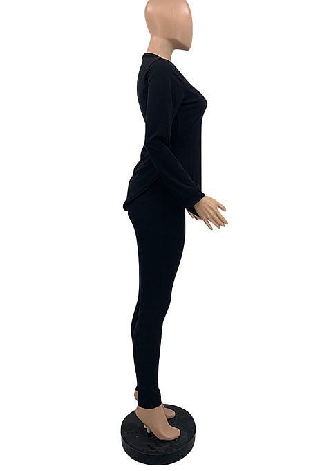Red Simple Pure Color Long Sleeve Skinny Pants Casual Suit PQ8063-1