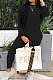 Black Simple Pure Color Long Sleeve Skinny Pants Casual Suit PQ8063-3