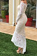 White Women Pencil Dress Sexy A Word Shoulder Lace Hip Long Sleeve Long Dress HYL1218