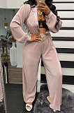 Apple Green Euramerican Women Casual Fashion Pleated Solid Color Pants Sets BE8053-1