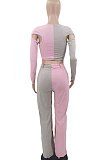 Red Women Sexy Fashion Casual Spliced Hollow Out Pants Sets AYQ88015-3