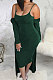 Army Green Autumn Winter Velvet Sexy Condole Belt Skirts Sets BLE2521-1