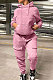 Pink Trendy Loose Hoodie Long Sleeve Pure Color Sport Pants Sets BE8055-2
