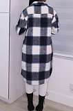 Red Women Casual Plaid Long Sleeve Cardigan Single-Breasted Long Shirts Coat GL6525-1