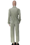 Pink Euramerican Women Casual Fashion Pleated Solid Color Pants Sets BE8053-2