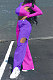 Purple Women Sexy Fashion Casual Spliced Hollow Out Pants Sets AYQ88015-4