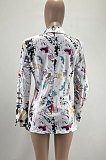 White Autumn Winter Business Suit Turn-Down Collar Casual Coat AMM8372