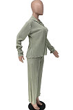 Pink Euramerican Women Casual Fashion Pleated Solid Color Pants Sets BE8053-2