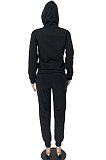 Pink Trendy Loose Hoodie Long Sleeve Pure Color Sport Pants Sets BE8055-2