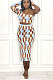 Yellow Blue Women Printing Milk Silk Single Sleeve Strapless Tank Skirts Sets LW88107-1