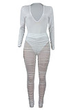 Neon Yellow Wome's Trendy Sexy Mesh Spaghetti Milkl Silk V Collar Pants Sets ED1093-2