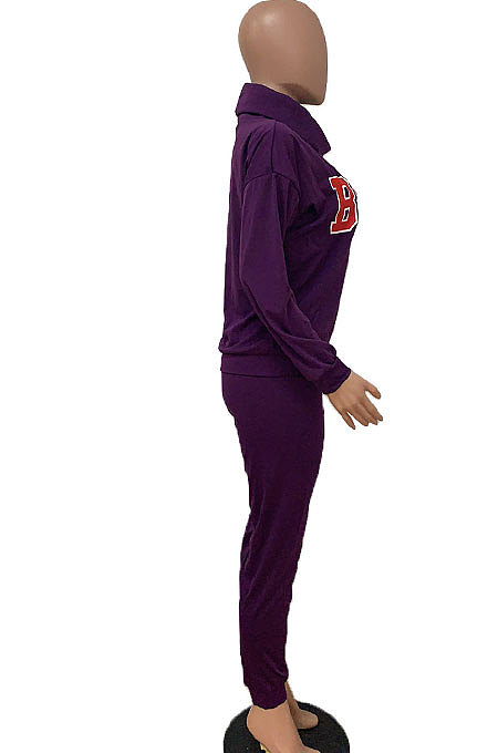 Black Casual Sporty Simplee Letter Long Sleeve High Neck Long Pants Sets LD9025-2