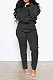 Black Women Long Sleeve Pure Color Fashion High Collar Pants Sets AYQ08023-2