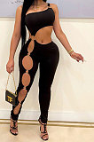 Green Women Sexy Off Shoulder Tight Crop Pure Color Mid Waist Bodycon Jumpsuits DR88120-1