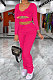Rose Red Women Long Sleeve Sexy Low Collar Dew Waist Shirred Detail Hollow Out Pants Sets ED1094 -2