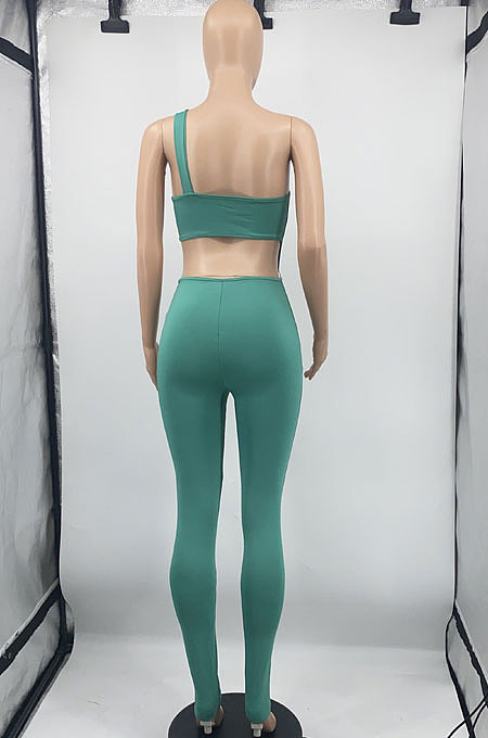 Black Women Sexy Off Shoulder Tight Crop Pure Color Mid Waist Bodycon Jumpsuits DR88120-3