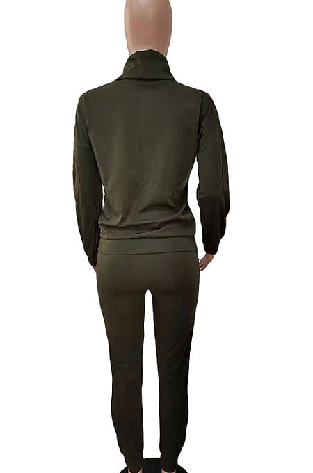 Black Casual Sporty Simplee Letter Long Sleeve High Neck Long Pants Sets LD9025-2