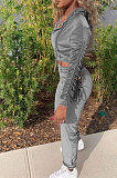 Rose Red Women Long Sleeve Zipper Hoodie Fashion Velvet Pants Sets FFE189-2