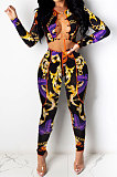 Purple Women Fashion Casual Bandage Sexy Hollow Out Line Dew Waist Pants Sets MDF5267-1