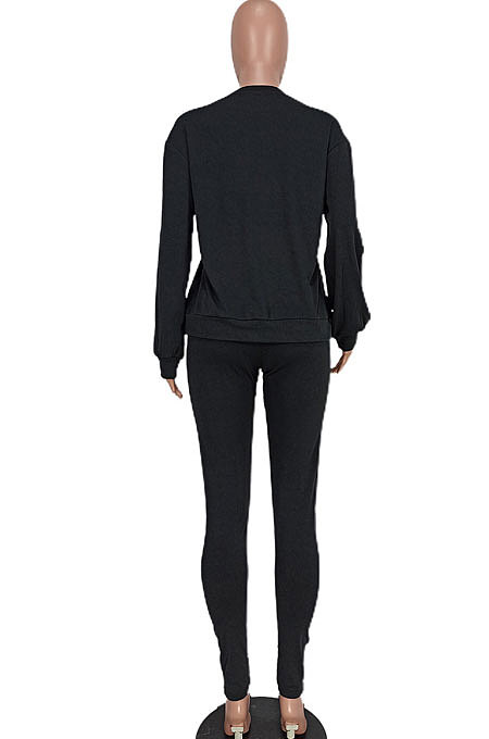 Coffee Women's Pure Color Casual Pants Sets ED8541-2