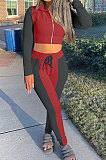 Orange Wholesale Spliced Long Sleeve Zipper Tops Pencil Pants Sport Sets ALS270-3