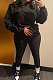Black Women's Pure Color Casual Pants Sets ED8541-1