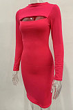Black Women's Long Sleeve Hollow Out Club Pullover Mid Waist Mini Dress YBN9042-2
