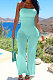 Green Sexy Strapless Bandage High Waist Wide Leg Jumpsuits AGY68506
