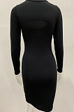 Red Women's Long Sleeve Hollow Out Club Pullover Mid Waist Mini Dress YBN9042-1