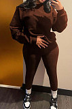 Coffee Women's Pure Color Casual Pants Sets ED8541-2