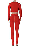 Purple Women Fashion Casual Bandage Sexy Hollow Out Line Dew Waist Pants Sets MDF5267-1