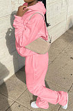 Black Preppy Pure Color Long Sleeve Hoodie Jogger Pants Sport Sets LYY9318-1