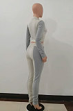 Orange Wholesale Spliced Long Sleeve Zipper Tops Pencil Pants Sport Sets ALS270-3