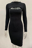 Rose Red Women's Long Sleeve Hollow Out Club Pullover Mid Waist Mini Dress YBN9042-4