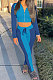 Blue Wholesale Spliced Long Sleeve Zipper Tops Pencil Pants Sport Sets ALS270-2