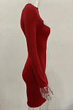 Black Women's Long Sleeve Hollow Out Club Pullover Mid Waist Mini Dress YBN9042-2