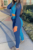 Orange Wholesale Spliced Long Sleeve Zipper Tops Pencil Pants Sport Sets ALS270-3